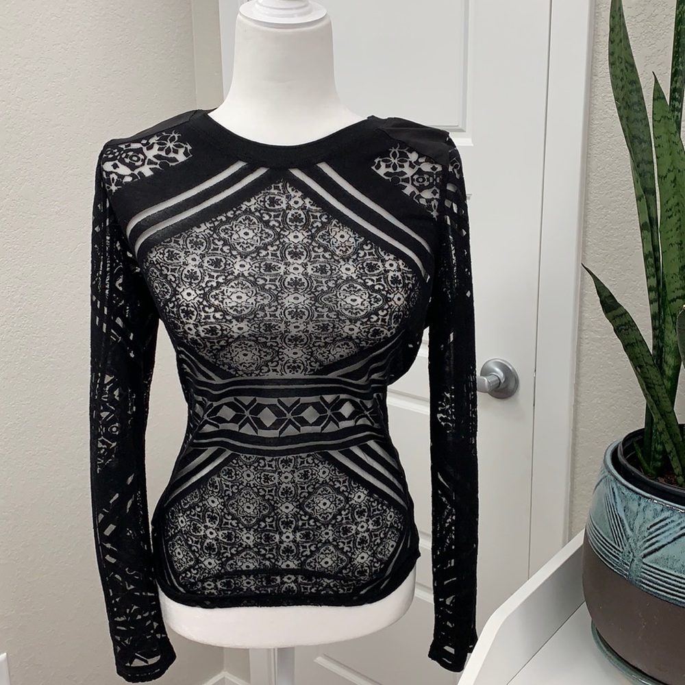 Sheer long sleeve blouse